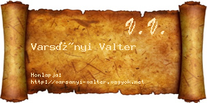 Varsányi Valter névjegykártya